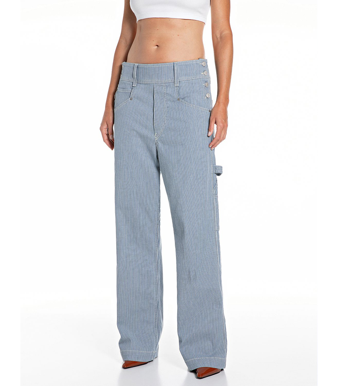 コードレーンストライプワークワイドパンツ